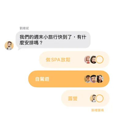 訊息 app 展示正在使用投票功能