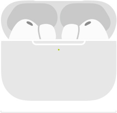 둥근 케이스 외관에 LED 전원 표시등이 갖춰진 MagSafe 충전 케이스(USB-C) 안에 AirPods Pro 3가 들어 있는 스케치. 케이스가 열린 상태로, 가로 길이가 mm 단위로 표시되어 있습니다.