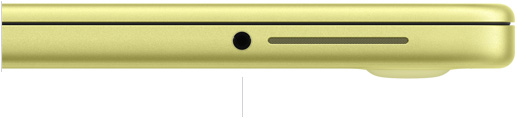 MacBook Neo 13 cali z czipem A18 Pro, zamknięty, widok na prawy bok, widać gniazdo słuchawkowe 3,5 mm