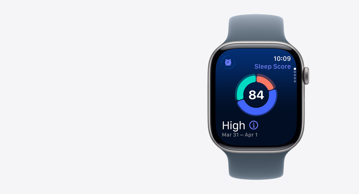 Apple Watch Series 11, tähtiharmaa väri, alumiinikuori, näytöllä näkyy unitulos